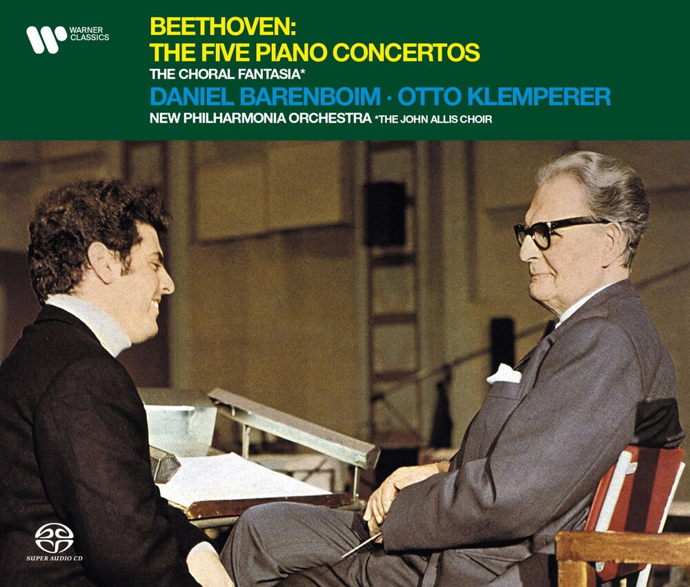 the album cover for Daniel Barenboim / Klemperer,Otto - Beethoven: 5 Piano Concertos, Choral
