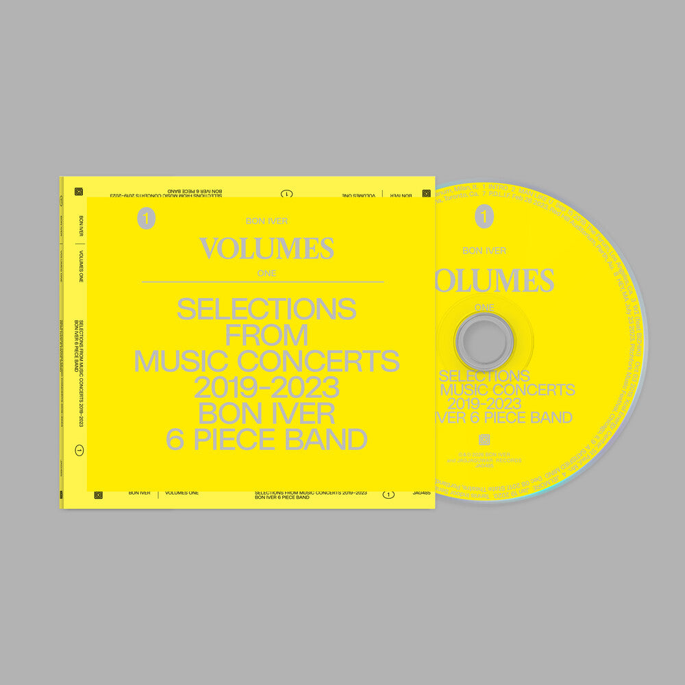 the album cover for Bon Iver - VOLUMES: ONE "SELECTIONS FROM MUSIC CONCERTS 2019-2023 BON IVER 6 PIECE BAND"