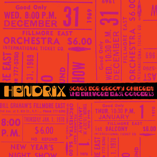 the album cover for Jimi Hendrix - Songs For Groovy Children: The Fillmore East Concerts [5CD]