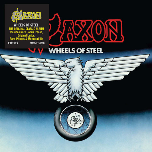 the album cover for Saxon - Wheels Of Steel