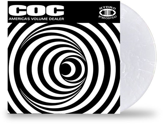 the album cover for Corrosion Of Conformity - America's Volume Dealer [RSD Essential Indie Colorway Clear w/White Swirl LP]