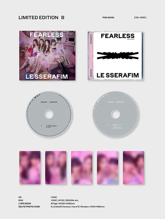 the album cover for LE SSERAFIM - FEARLESS [Limited Edition B] [CD + DVD]