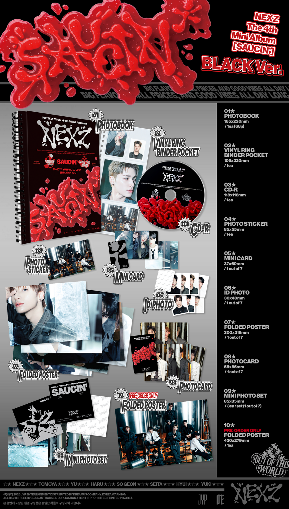 the album cover for Nexz - 4th Mini Album Saucin' [Black Ver.] [Limited Edition]