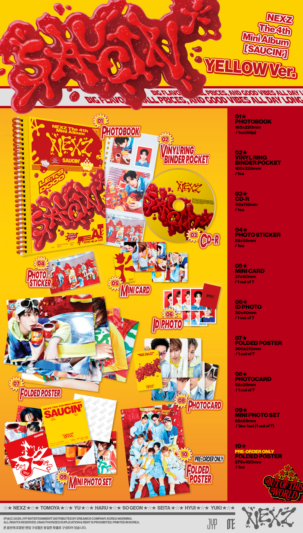 the album cover for Nexz - 4th Mini Album Saucin' [Yellow Ver.] [Limited Edition]
