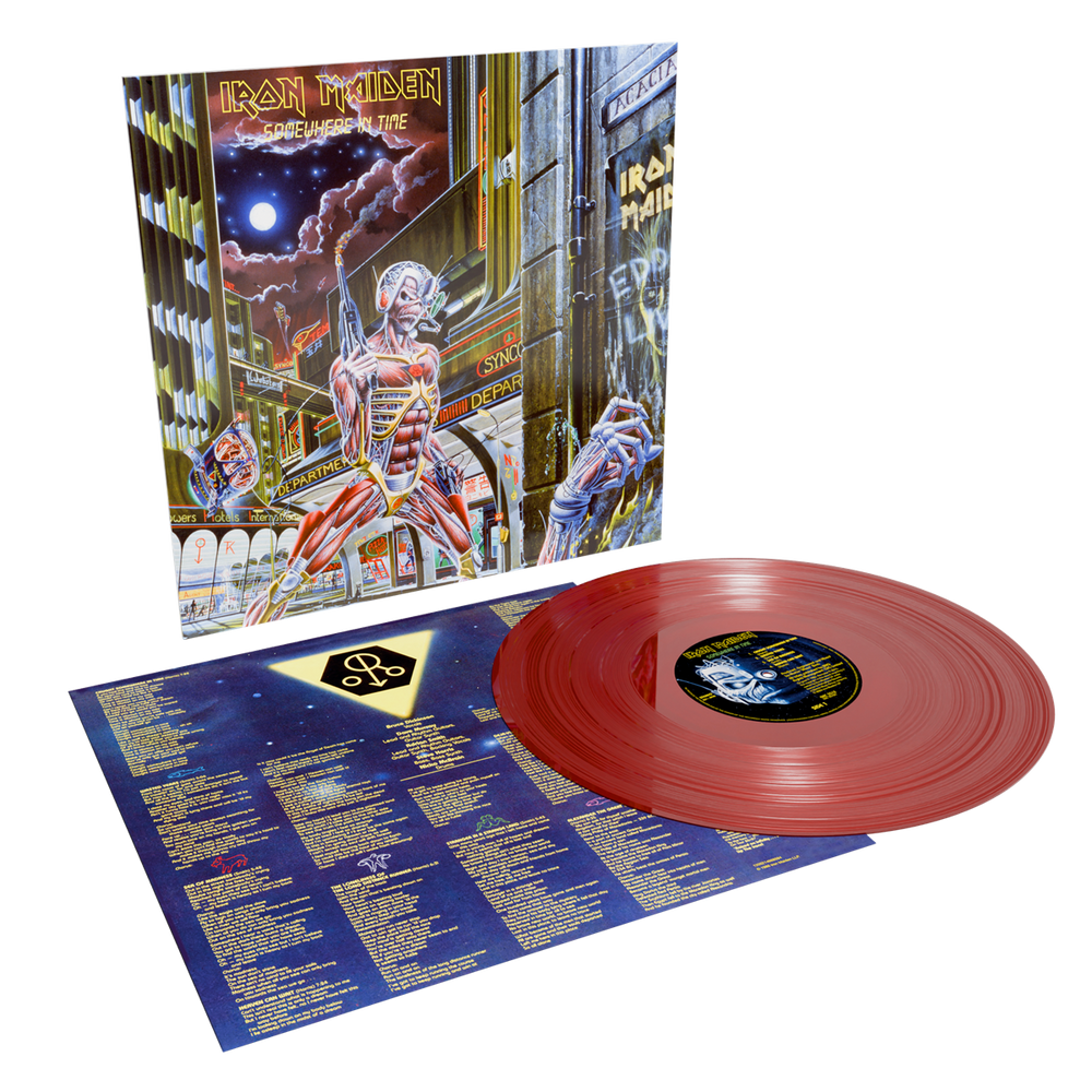 the album cover for Iron Maiden - Somewhere in Time - 40th Anniversary [Oxblood]
