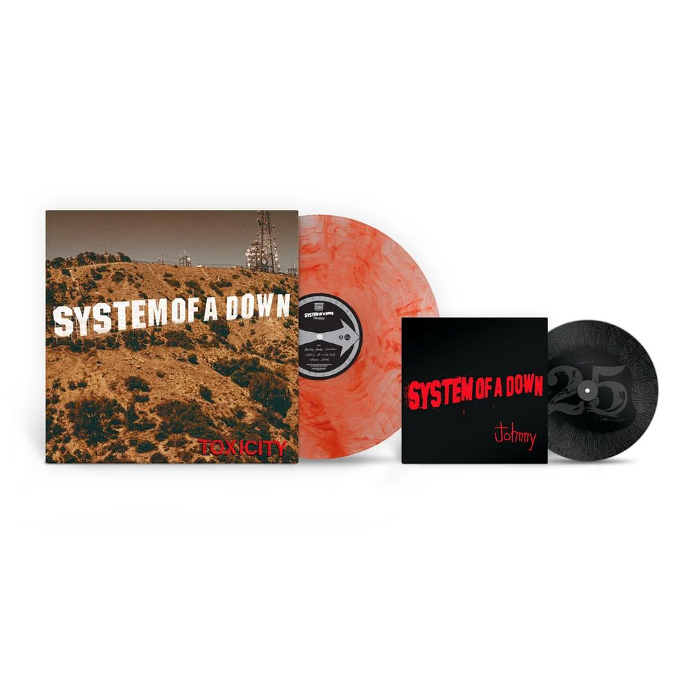 the album cover for System Of A Down - Toxicity [Colored Vinyl] (Post) (Red) (Wsv) (Aniv) (Mrb)