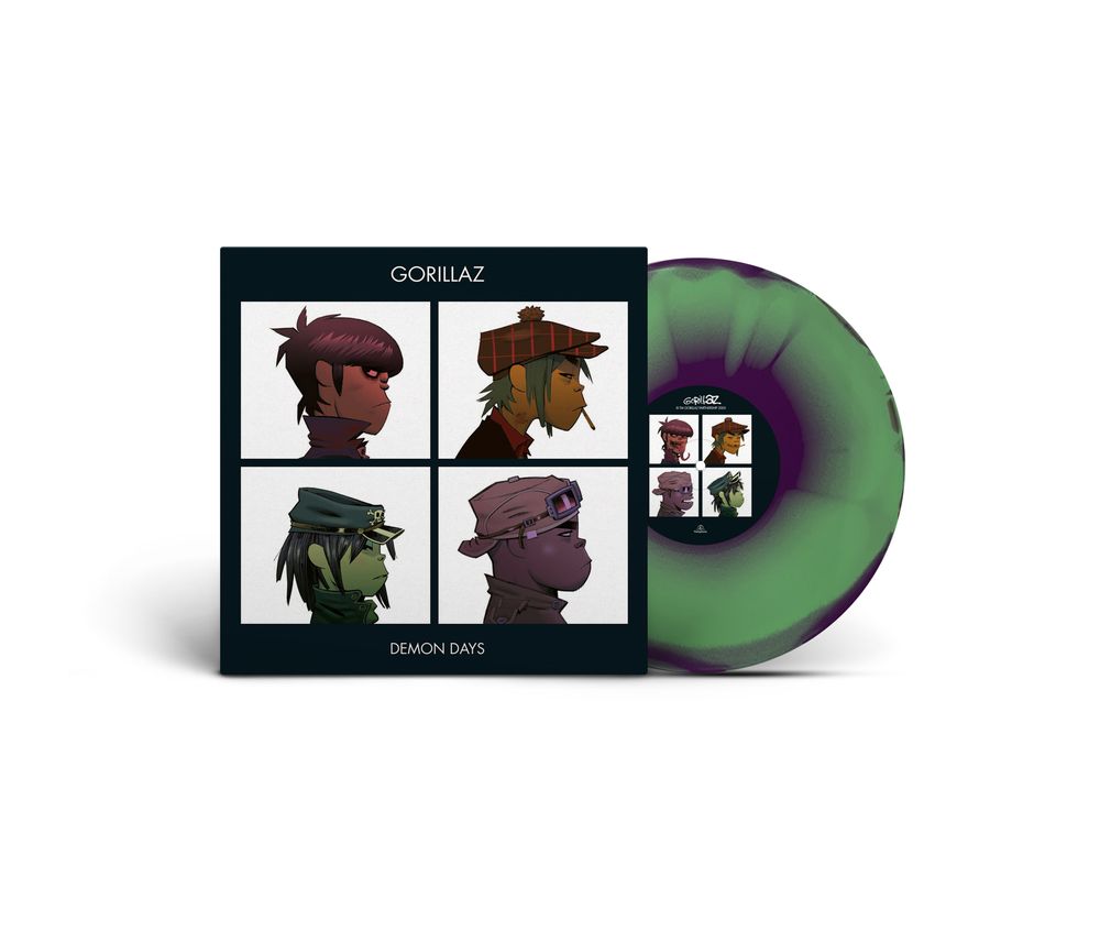 the album cover for Gorillaz - Demon Days - Brick & Mortar Exclusive [Green, Purple, and Red Half-speed Mastered]