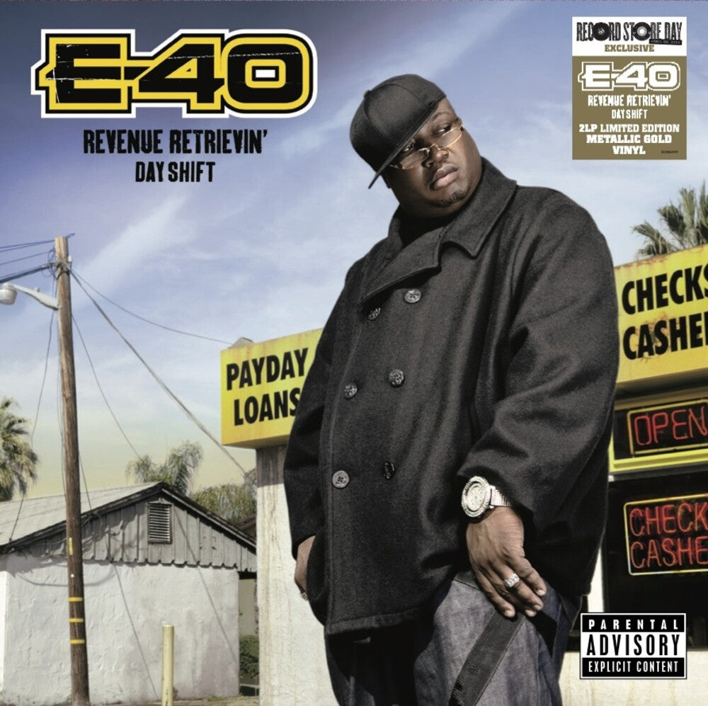 the album cover for E-40 - Revenue Retrievin': Day Shift [Metallic Gold 2xLP]