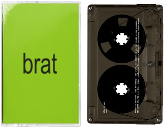 the album cover for Charli xcx - BRAT [translucent black cassette]