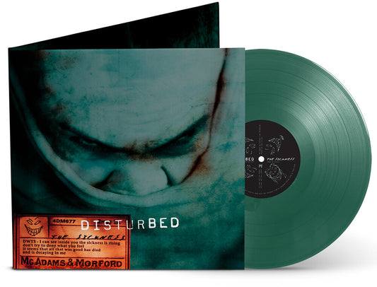 the album cover for Disturbed - The Sickness (25th Anniversary Edition) -  [Green LP]