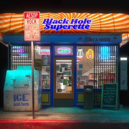 the album cover for Aesop Rock - Black Hole Superette