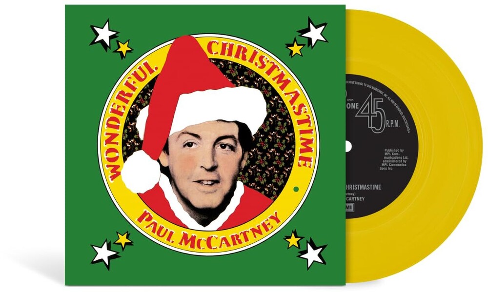 the album cover for Paul McCartney - Wonderful Christmastime (canary Yellow Vinyl)