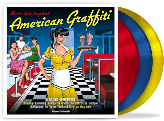 the album cover for American Graffiti / Various (Blue) (Colv) (Red) - American Graffiti / Various - Red Blue & Yellow