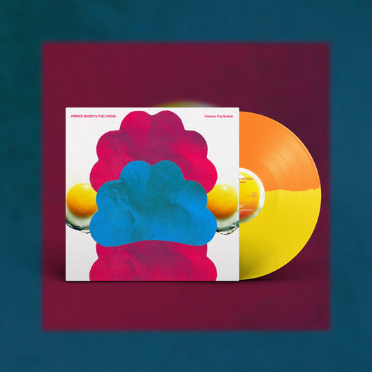 the album cover for Prince Daddy & The Hyena - Hotwire Trip Switch [Indie Exclusive Half Orange/Half Lemon Yellow]