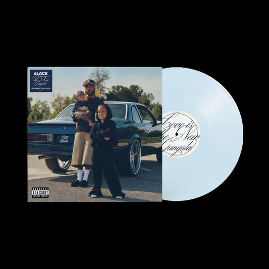 the album cover for 6LACK - Love is the New Gangsta [Moonlight Clear Vinyl with Alternate Cover]