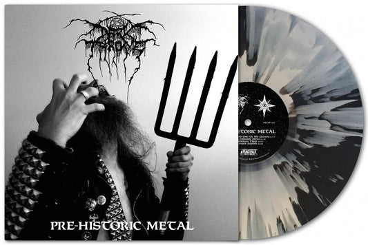 the album cover for Darkthrone - Pre-Historic Metal - Black & White Splatter Vinyl