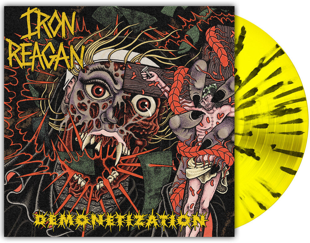 the album cover for Iron Reagan - Demonetization [Orchard Indie Exclusive Canary Yellow with Splatter]