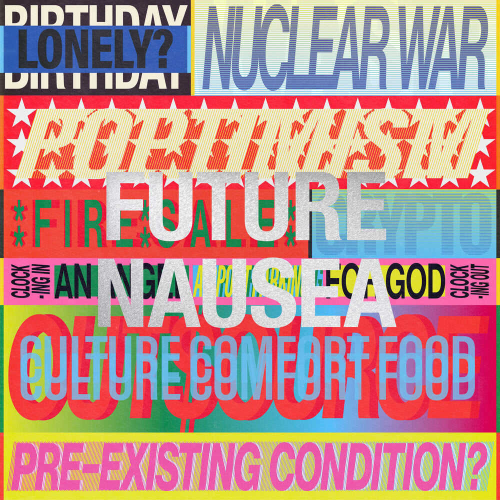 the album cover for Spanish Love Songs - Future Nausea [White w/ Blue, Red and Gold Splatter]