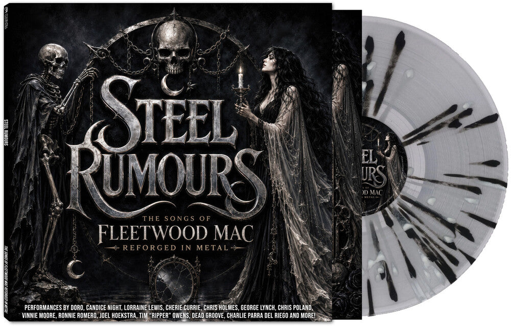 the album cover for Various Artists - Steel Rumours - The Songs of Fleetwood Mac Reforged in Steel [Black / Clear / White Splatter]