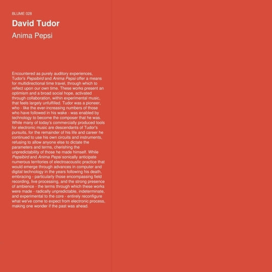 the album cover for David Tudor - Anima Pepsi