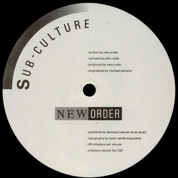 NEW ORDER - SUB-CULTURE